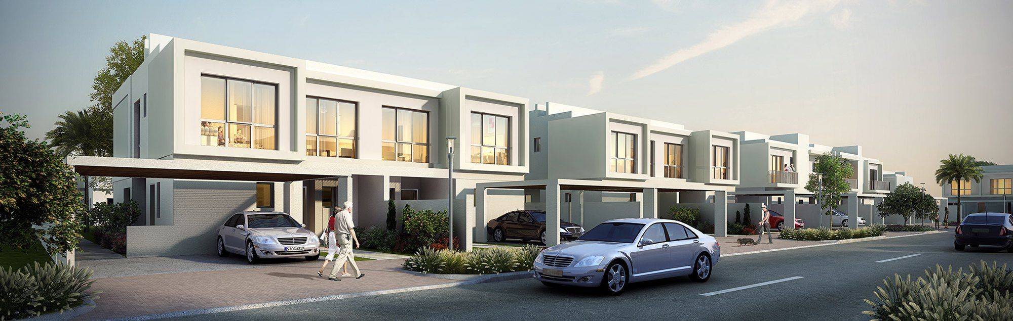 Row of townhouses on a street