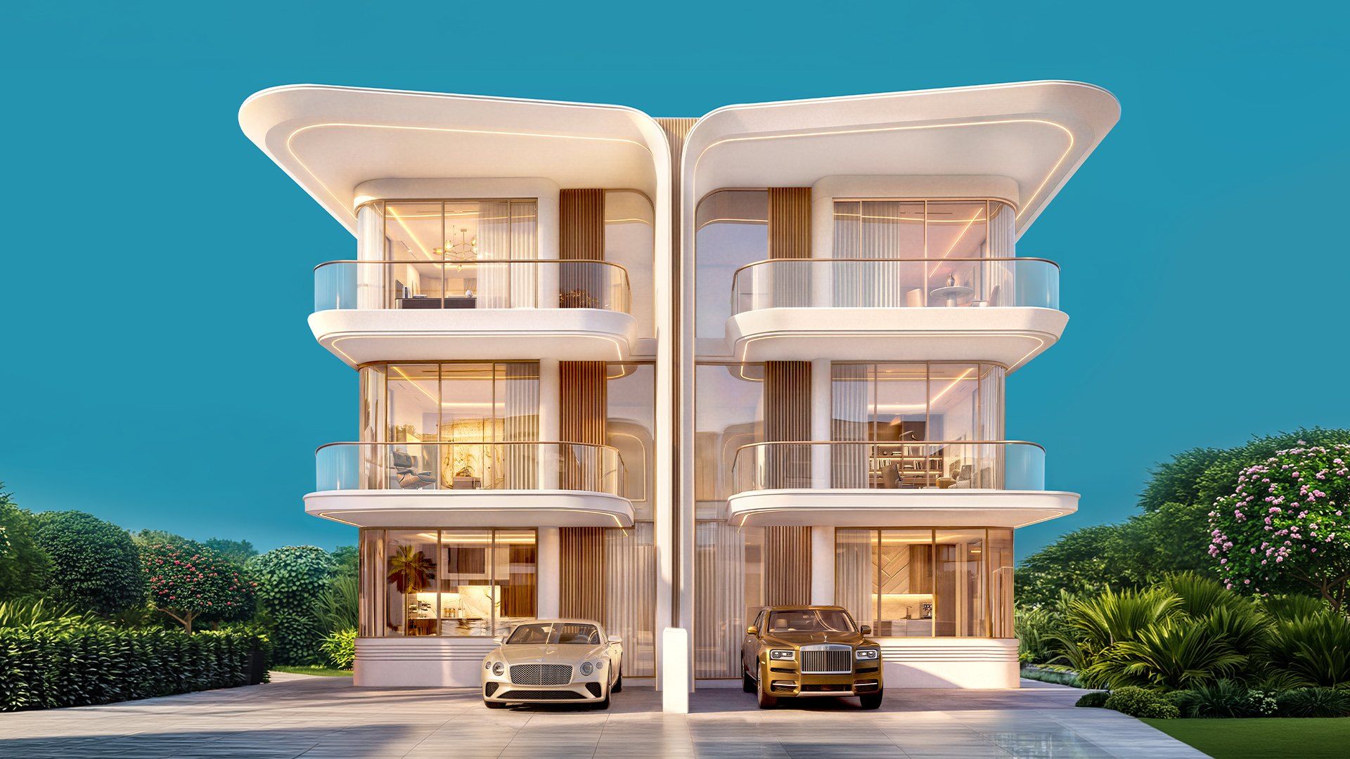 Front of a twin villa