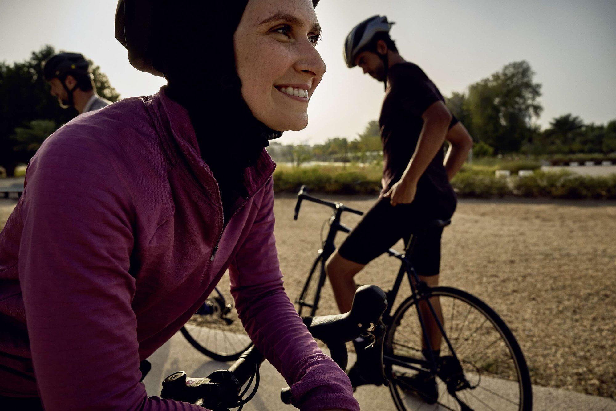 Cyclists on a track